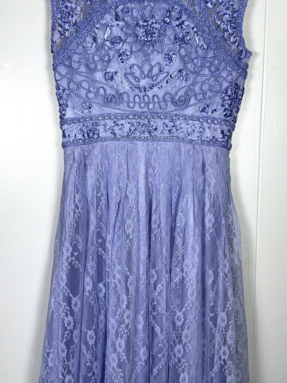 Sue Wong Asian Inspired Mandarin Collar Floral Lace Applique Built-inBra Dress 4 - Picture 8 of 10